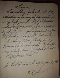 Father´s message for Adolf in his scrapbook