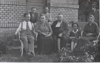 Standing from the left Emil Jarošek and Václav Jarošek. Seated from the left: Jaroslav Jarošek (father of my mother, whose photo you have as a sixteen-year-old), Anastázie Jarošková - one of the nurses, who worked at the doctor in Mezirici, where prof. Masaryk often was.