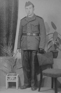 František Možný on a contemporary photo wearing a PTP uniform.