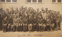 František Možný in the school photo from the Secondary School of Economics in 1945.
