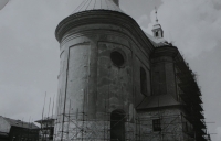 Oprava farního kostela sv. Jana Křtitele v Hranicích, který opravoval pamětník Josef Jančář