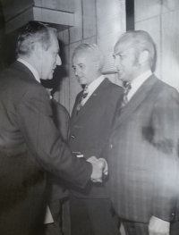 Mr. Zdeněk Bajgar at the award ceremony with the Minister of Transportation (late 1990s)