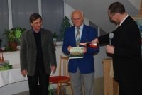 Mr. Zdeněk Bajgar (in the middle) at the launching of his first book in Krásné Pole in 2009