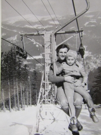 With his son in the mountains