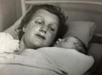 Jiří just born with his mother, Prague 1946