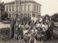 Jan Opočenský (son), fifth from the top left with glasses, second class Chotiněves 1958-59