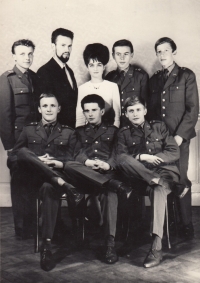 With his colleagues from the Military Grammar School in Opava in 1969 