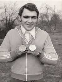 With the medals, 1977