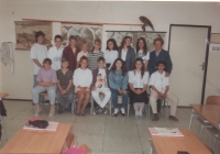 Eduard Kraus as a teacher with 9th grade pupils of Lubenec Elementary School in 1999
