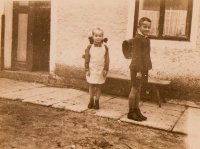 Maria and Georg Frank, their first day at school, 1944