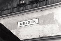 Inscription at Nejdek railway station