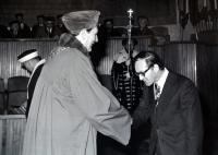 J.Kalny accepts the degree of candidate for science in 1978