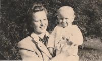 With his mother, Prague 1945