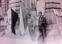 Honorary guard at the memorial to the victims at the foot of the town hall, Liberec, August 1968