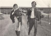 Jan Hrad with his friend during equestrian races