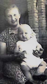 Emilie with her first child - 1951