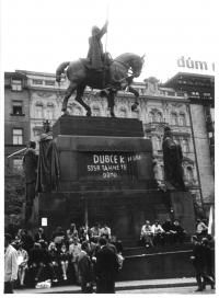 St. Wenceslas Monument on Wenceslas Square, 21 August 1968