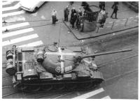 At Špalíček - tank turning into 28th October Street, 21 August 1968