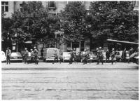 Soviet infantry in front of the Jalta Hotel, 21 August 1968