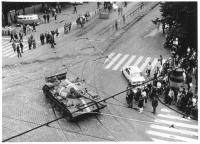 Tank turning into 28th October Street - taken from the second floor, 21 August 1968