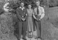 Alois Láznička with his parents in 1957