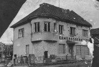 The Stehlíček house in Bojkovice after bombardment (April 1945)