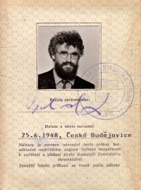 Card of the Member of the Federal Assembly Ladislav Vrchovský in 1990