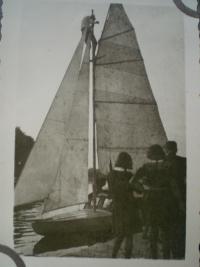 Sails on the boat 'Vorvaň' - 1943