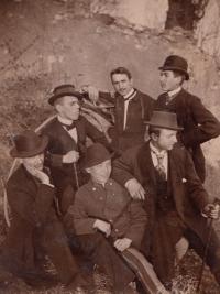 Leopold Novák, her grandfather from her mother’s side, as a student (second from the left with the hat), 1893