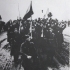 Crossing the border at Dukla - in the foreground a flag bearer Vladimír Kunášek / Source: archive of Václav Širc