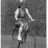 Witness in Bohemia on her first bike wearing a blouse from Germany, 1959 or 1960