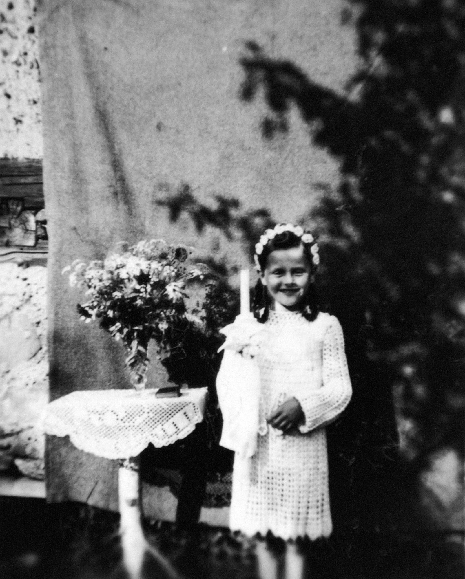 Annemarie Goschala on the day of her First Communion